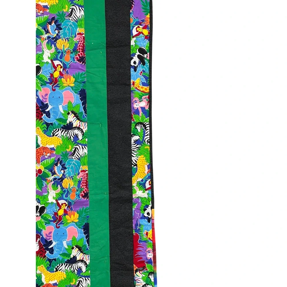 Handmade Reversible Twin Quilt 68x62 Colorful Jungle Animal Patchwork